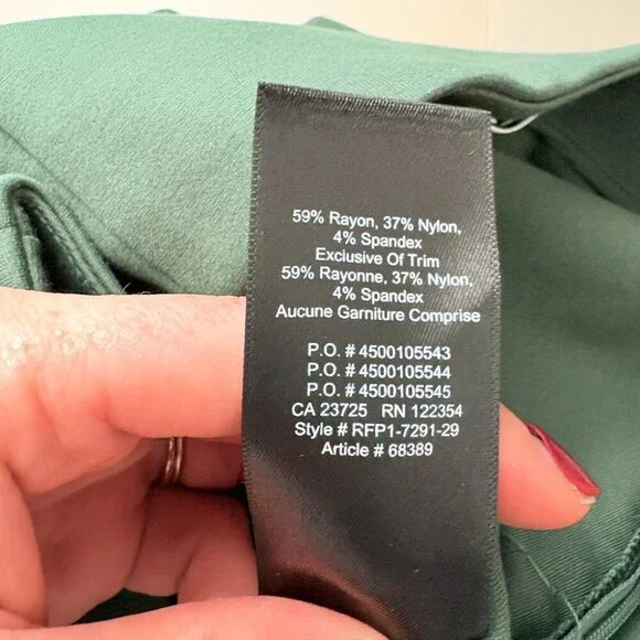 Aritzia Babaton Billy Button Midi Pencil Skirt Dark Green Size 4 - Picture 6 of 6